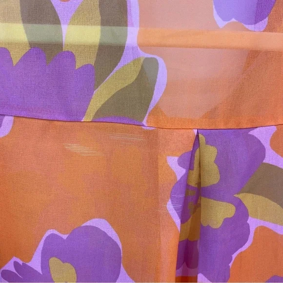 Rnwy orange pink floral blouse Sz 8 button front - Picture 5 of 10